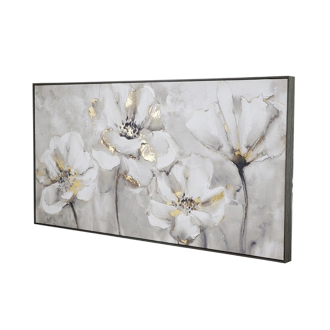 The Flowers Abstract With Foil Framed Canvas Print - Dasch Design