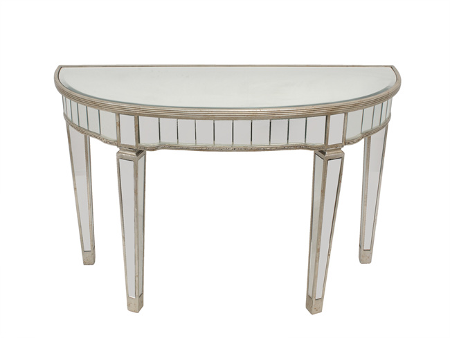 Mirrored Console Table Half Circle Furniture Dwell Mirrored Half Circle Console Table Antique Ribbed