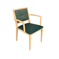 Handrix Dining Chair Stackable. Faux Leather Seat. Backrest in green fabric