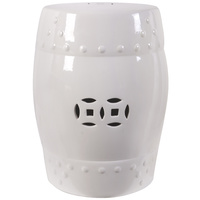 White Ceramic Cut Out Stool 44cmsH. A little side table, extra seating or pop a potted fern on it