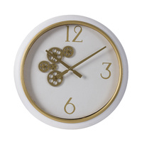 White & Gold Gear Clock