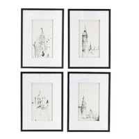 Set of 4 Steeple Buildings Framed Prints