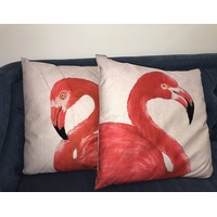 Set of 2 Pink Flamingo Cushions 