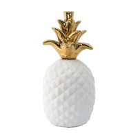 White Pineapple Ornament with a Gold Crown