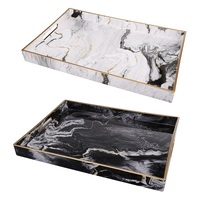 Marble Patterned Black & White set of 2 Rectangular trays