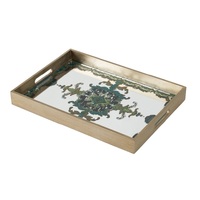 Gold & Green Scroll Mirrored Rectangular Tray
