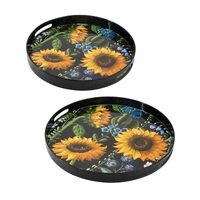 Sunflower Decorative set of 2 Round Trays