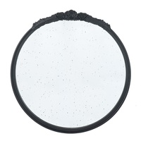 Bingley Rose Black Round Mirror 74cm hand Carved rose embellishment on the top arch