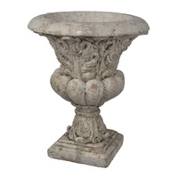 Danna Garden Urn 30cmh. Ornate classical style; Weathered antique finish; Concrete construction