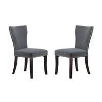 Chairs Studded Grey Velvet Look Armless Dining Chairs Set of 2.   Distinct aesthetic of luxury