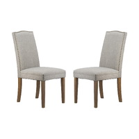 Studded Smoky Grey Armless Dining Chairs Set of 2