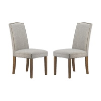 Studded Smoky Grey Armless Dining Chairs Set of 2