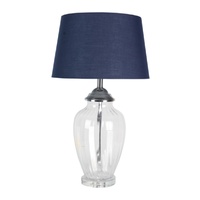 Addison Table Lamp Navy Blue 67cmh All Glass Contemporary