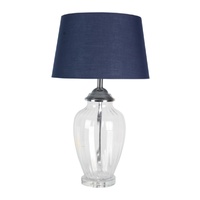 Addison Table Lamp Navy Blue 67cmh All Glass Contemporary