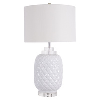 Island White Table Lamp Gloss Ceramic 68cmh - Note Description