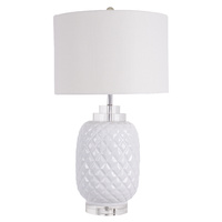 Island White Table Lamp Gloss Ceramic 68cmh (Note Description)