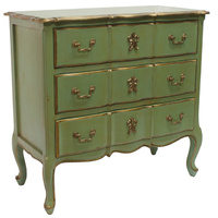 Marie Antoinette Gold accent Chest of Drawers French influence 90. Charming chest of drawers in traditional French colouring of mint green and antique