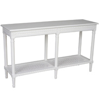 Polo Long Classic Console w/Shelf White 140. Add storage and style to your room with this hamptons style white long console with an attractive rattan 