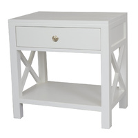 Catalina Crossed White Bedside/Side Table 
