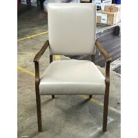 Dining chair with arms w/Beige vinyl seat & back