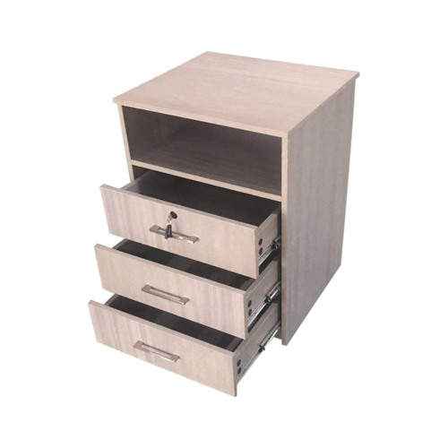 Hyacinth 3 Drawer & Shelf Bedside, in Polytec Avignon Walnut Sand