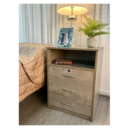 Hyacinth Bedside Table  in Polytec Avignon Walnut Grey