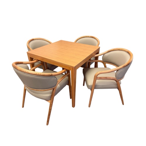 Sally Dining Chair Faux  Leather Vinyl,  ASH Wood, European Beech Colour