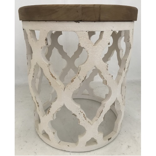 Lattice Round Shabby Chic Side Table Distressed White. It will make a great impression in your room
