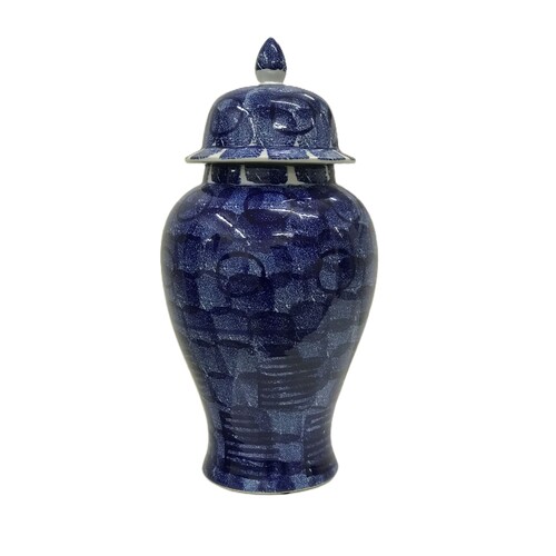 Blue Abstract Ginger Jar Tall. Traditional shape of this medium sized ginger jar makes it suitable for homes with classic decor