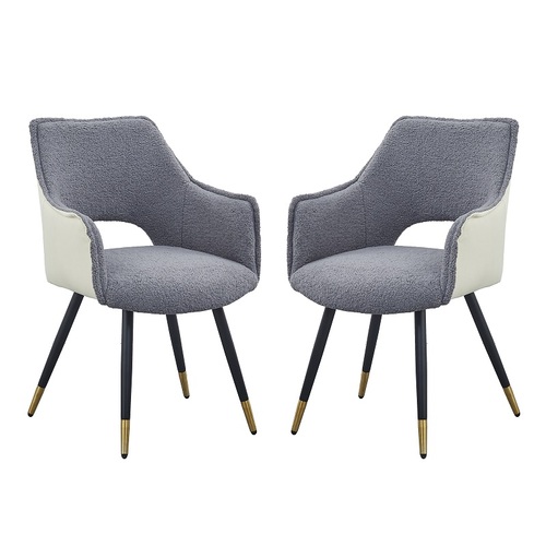 Venera Grey/Cream Armed Dining Chairs. Sold as Each. Boxed in Set of 2