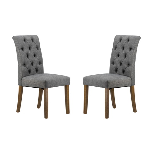 Grey Buttoned Back Armless Dining Chairs Set of 2