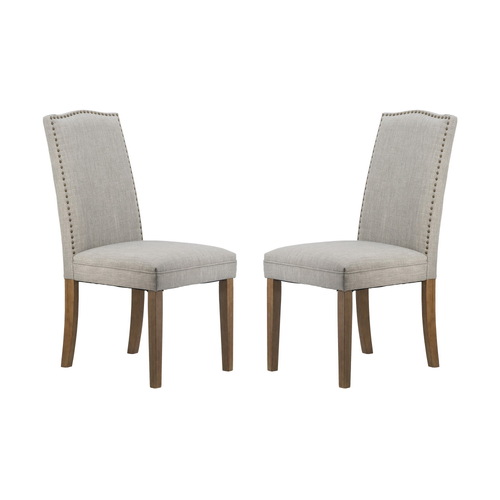 Studded Smoky Grey Armless Dining Chairs Set of 2. Last two are showroom samples