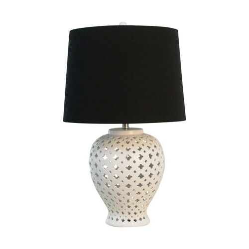 Showroom Sample Lattice Tall White Table Lamp w/Black Shade