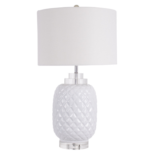 Island White Table Lamp Gloss Ceramic 68cmh - Note Description