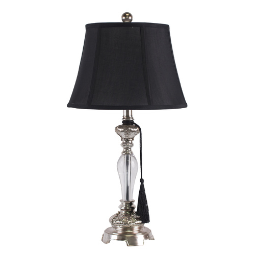 Felicienne Bedside Silver Lamp w/Black Shade 66cmh