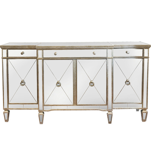 Mirrored Sideboard Antiqued Ribbed  