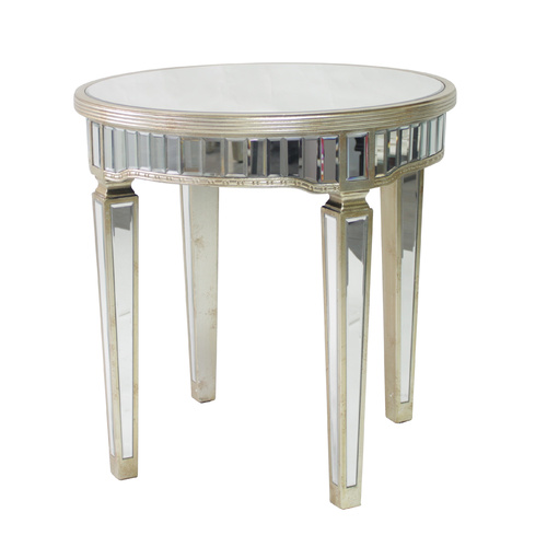Mirrored Round Table Antique Ribbed