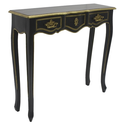 Dynasty Gold Accent Black Pettit Console 90. Touch of elegance to your living room or hallway with this Black & Gold Regal Console Table