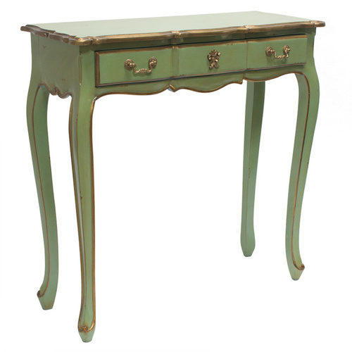 Marie Antoinette Gold accent French Pettit Console 80. Traditional French colouring of mint green and antique gold trim