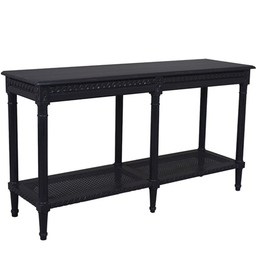 Polo Long Classic Console w/Shelf Black 140. Console table in black painted finish with very light distressing