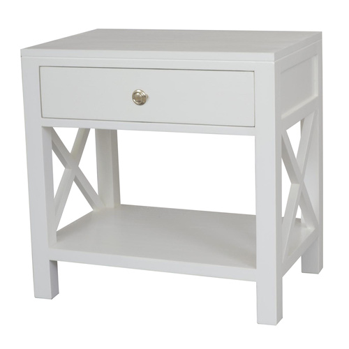 Catalina Crossed White Bedside/Side Table 