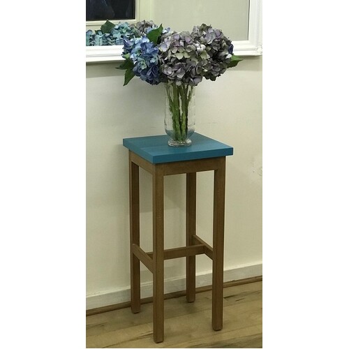 Teal Top Barstool/Tall Side Table 81cms high