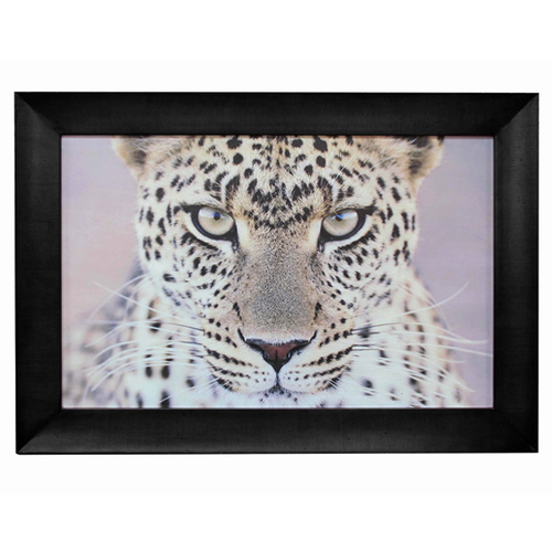 Leopard Portrait Wall Art 110x80cmh African-themed artwork. Solid Frame.