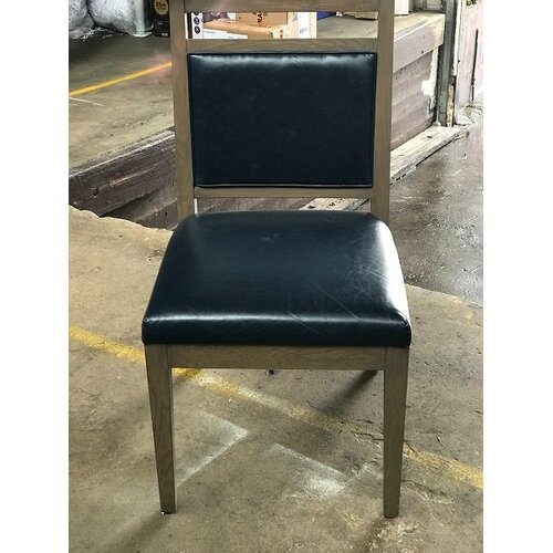 Desk or Sitting chair w/navy blue vinyl seat & back
