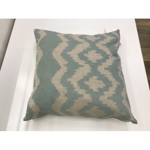 Green & Beige Zig Zag patterned cushion complete with insert